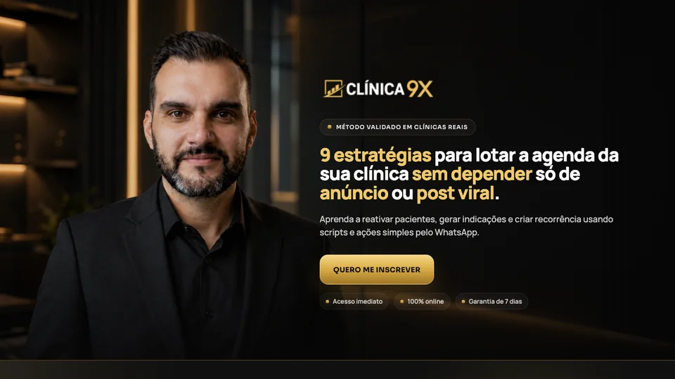 Clínica 9X, nove estratégias para lotar a agenda da clínica.